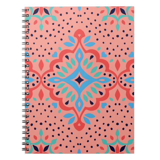 Oriental Vintage damask pattern. Talavera pottery. Notebook (Front)