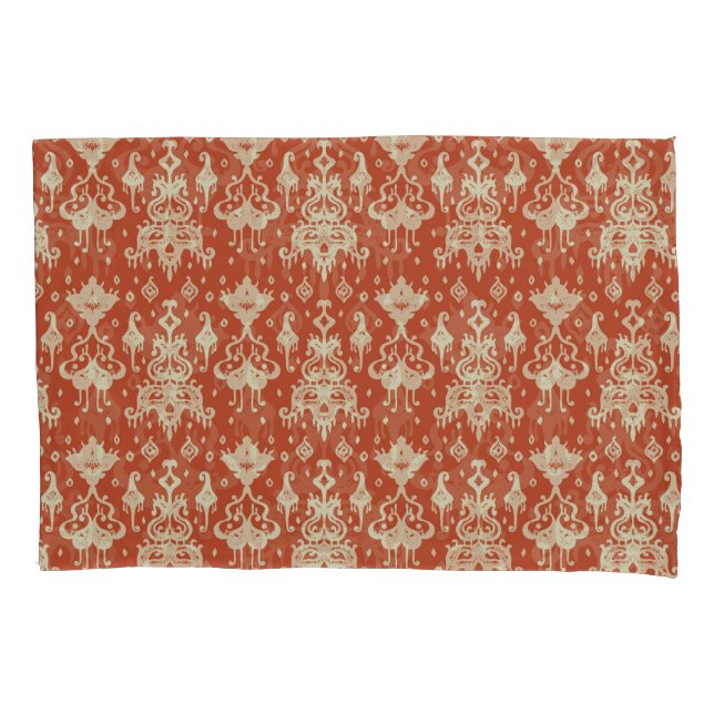 Oriental Vintage Ikat geometric damask pattern Pillowcase (Front)