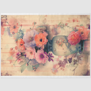 Oriental Vintage Vase & Floral Japanese Tissue Paper