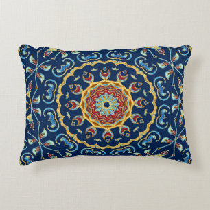 Oriental Watercolor Floral Mandala Carpet Decorative Cushion
