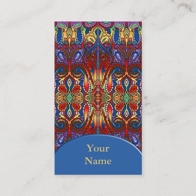 Oriental Watercolor Pattern I + your text Business Card (Front)