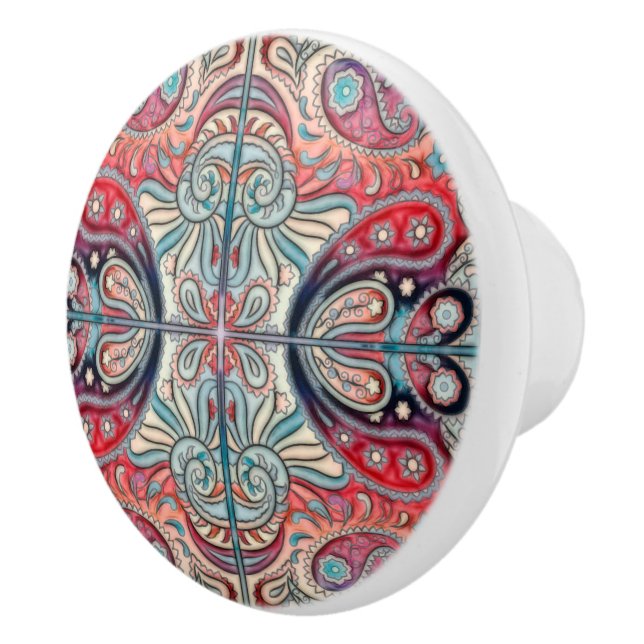 Oriental Watercolor Pattern II + your ideas Ceramic Knob (Right)