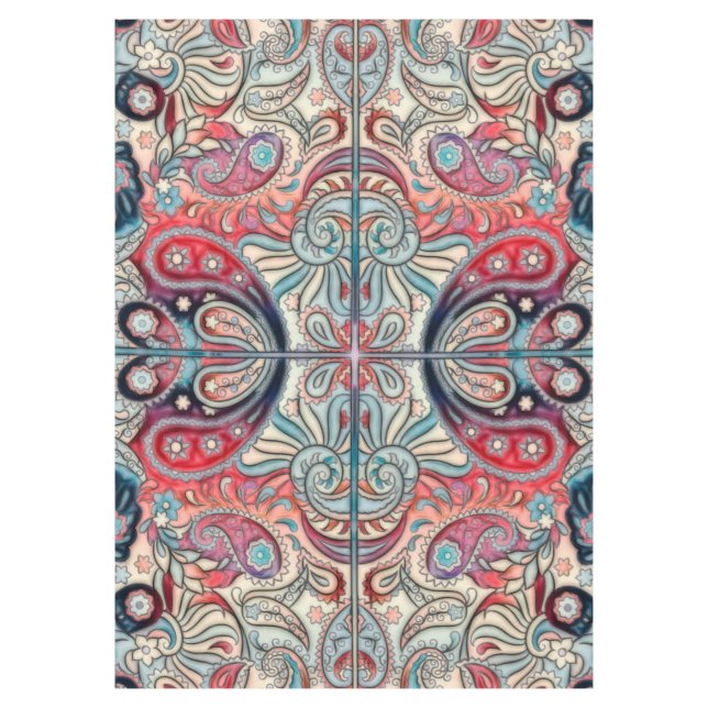 Oriental Watercolor Pattern II + your ideas Tablecloth (Front)