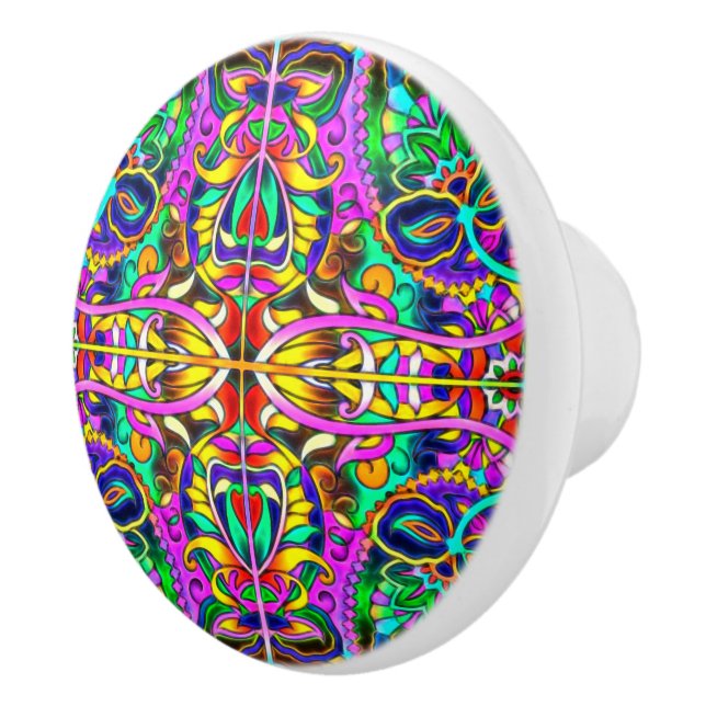 Oriental Watercolor Pattern III + your ideas Ceramic Knob (Right)