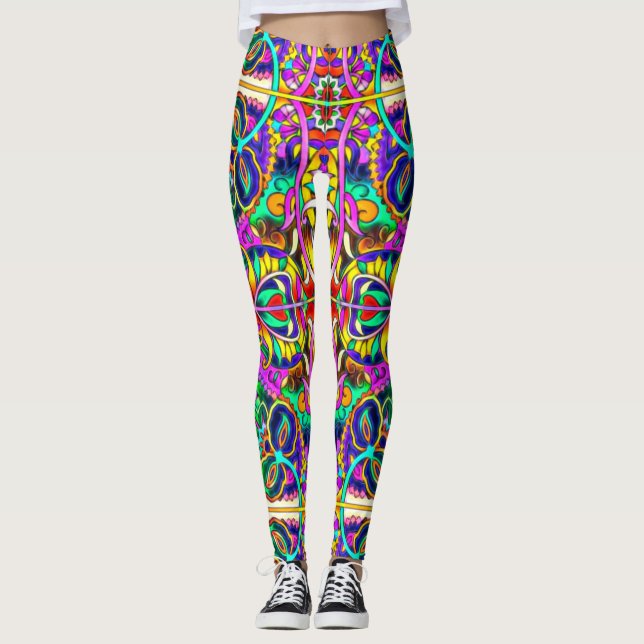 Oriental Watercolor Pattern III + your ideas Leggings (Front)