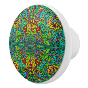 Oriental Watercolor Pattern V + your ideas Ceramic Knob