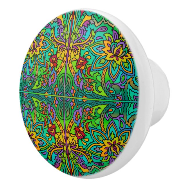 Oriental Watercolor Pattern V + your ideas Ceramic Knob (Right)