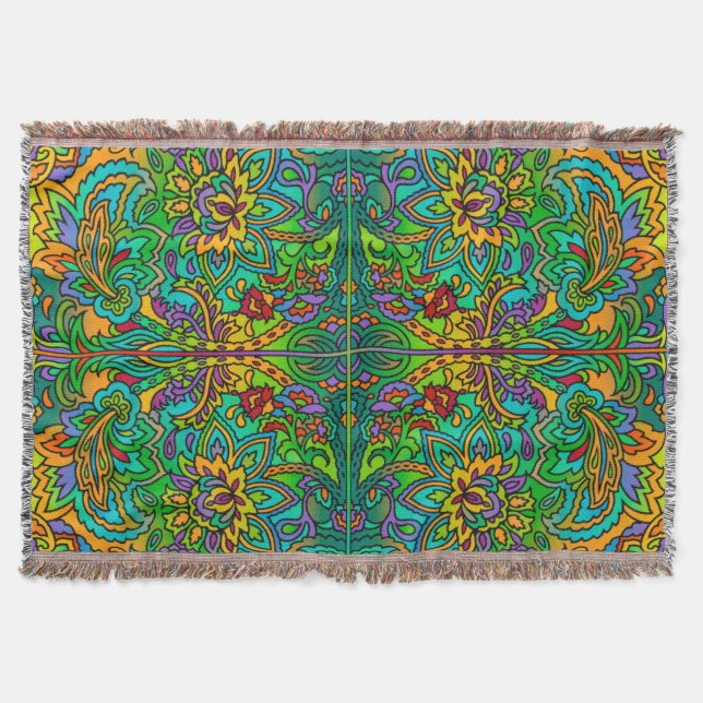 Oriental Watercolor Pattern V + your ideas Throw Blanket (Front)