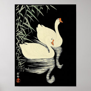 Oriental White Geese By Reeds by Ohara Koson Poster