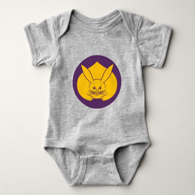 Oriental Yellow Purple Japan Rabbit Mon Kamon Art Baby Bodysuit (Front)
