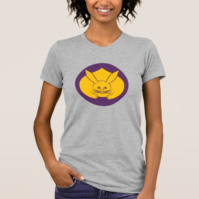 Oriental Yellow Purple Japan Rabbit Mon Kamon Art T-Shirt (Front)