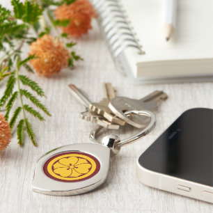 Oriental Yellow Red Sakai Japan Mon Kamon Art Key Ring