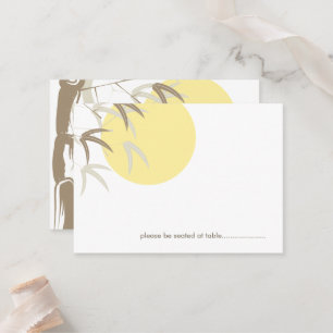 Oriental Yellow Sunrise Zen Bamboo Asian Wedding Place Card