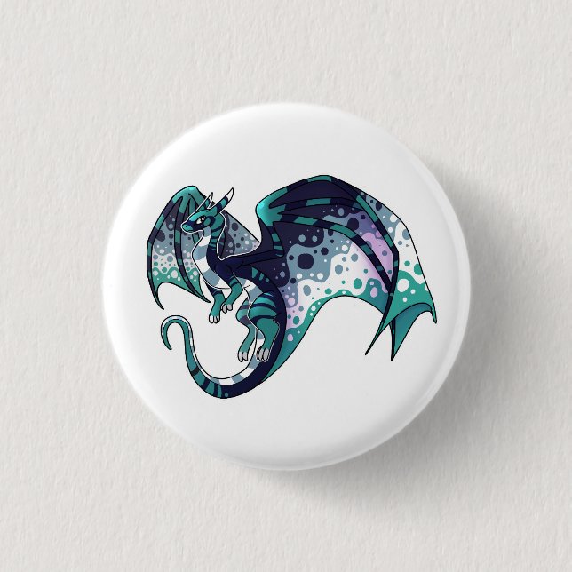 Orientated AroAce Pride Dragon 3 Cm Round Badge (Front)