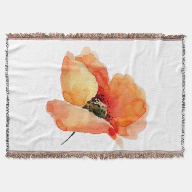 Oriential Poppy  Warm Woven Throw Blanket (Front)
