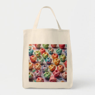 Origami Apples Pattern Watercolor Pastel Colours Tote Bag
