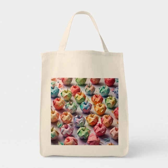 Origami Apples Pattern Watercolor Pastel Colours Tote Bag (Front)