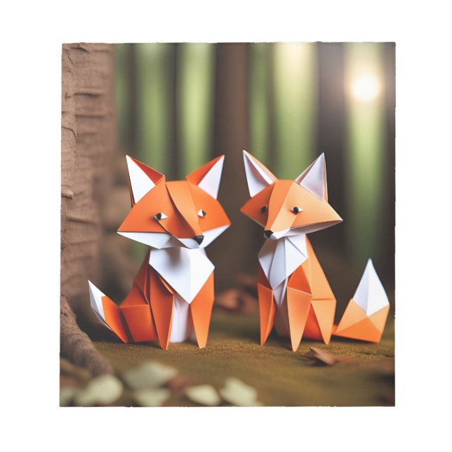 Origami Art - Duo of Wilderness: Foxes  Notepad (Front)