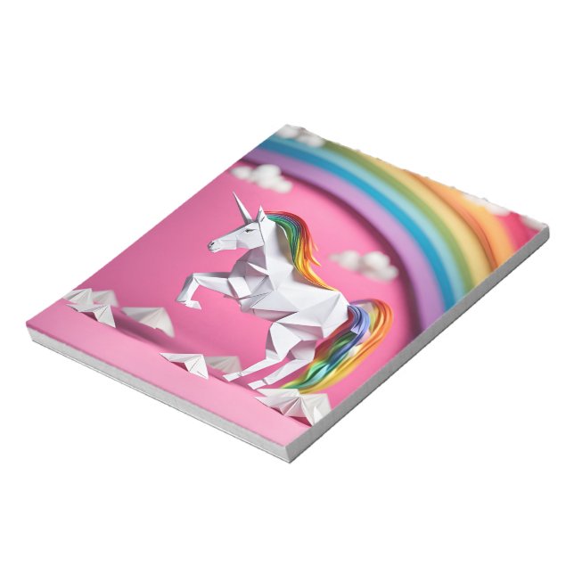 Origami Art - Graceful Unicorn Leaps into Fantasy Notepad (Rotated)