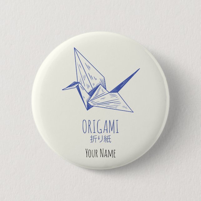 Origami Art Japanese Folding Art Retro Crane 6 Cm Round Badge (Front)