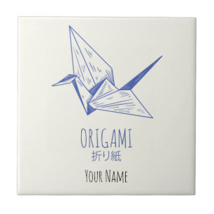 Origami Art Japanese Folding Art Retro Crane Ceramic Tile