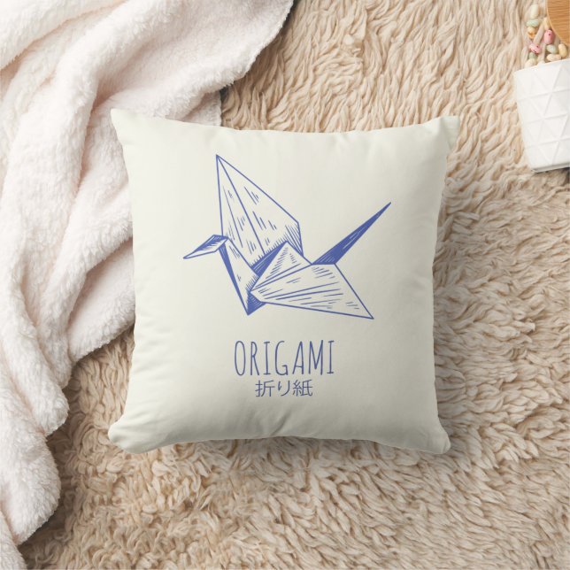 Origami Art Japanese Folding Art Retro Crane Cushion (Blanket)