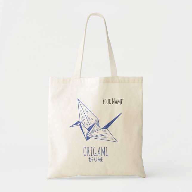 Origami Art Japanese Folding Art Retro Crane Tote Bag (Front)