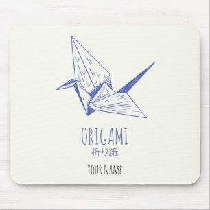 Origami Art Traditional crane Mouse Pad
