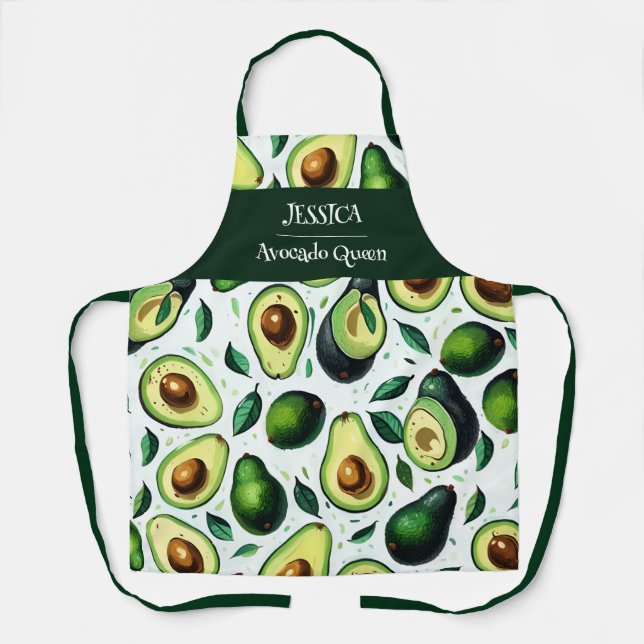 Origami Avocado Acrylic Pattern Personalised Apron (Front)