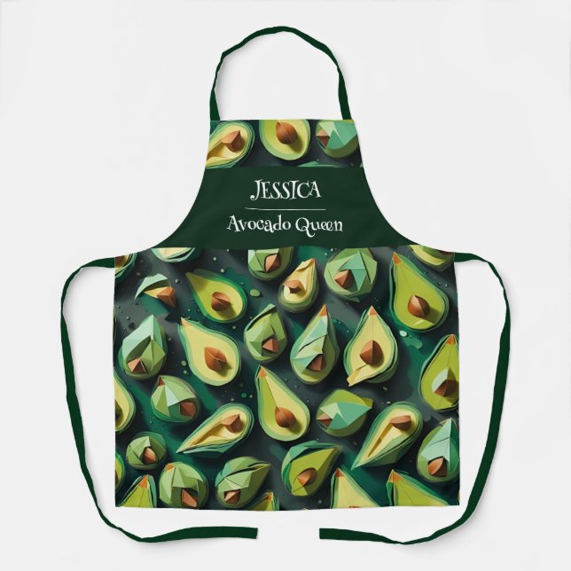 Origami Avocado Acrylic Pattern Personalised Apron (Front)
