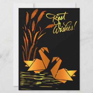 Origami Best Wishes Flat Card