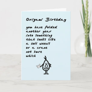 Origami Birthday - a funny birthday poem Card