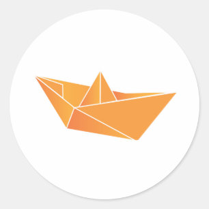 Origami Boat Classic Round Sticker