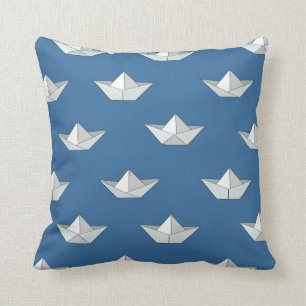 Origami Boats On The Water Pattern Cushion