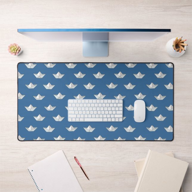 Origami Boats On The Water Pattern Desk Mat (Office 1)