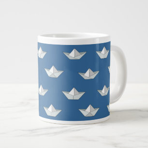 Origami Boats On The Water Pattern Large Coffee Mug