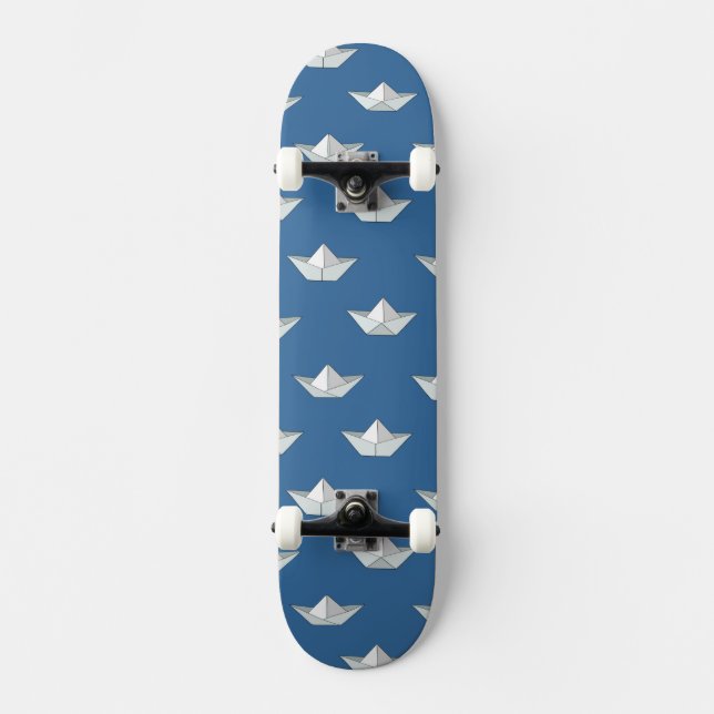Origami Boats On The Water Pattern Skateboard (Front)