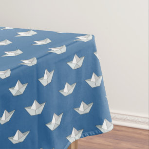 Origami Boats On The Water Pattern Tablecloth