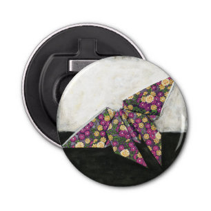 Origami Butterfly on Floral Paper Bottle Opener