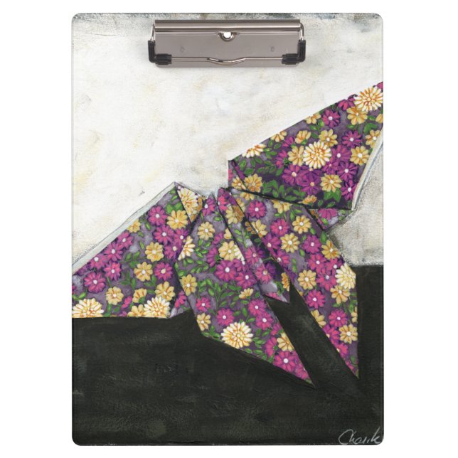Origami Butterfly on Floral Paper Clipboard (Front)