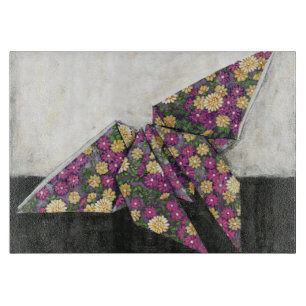 Origami Butterfly on Floral Paper Cutting Board