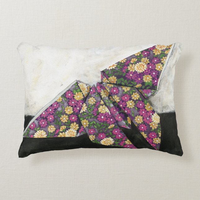 Origami Butterfly on Floral Paper Decorative Cushion (Front)
