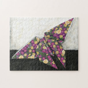 Origami Butterfly on Floral Paper Jigsaw Puzzle