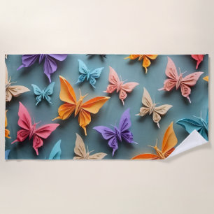 Origami Butterfly Pattern Beach Towel