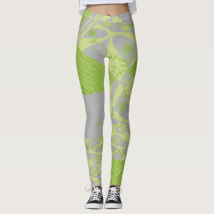 Origami Chintz (L) Dusty Green Grey Leggings