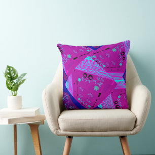 Origami Chintz (L) Fuchsia Turquoise Blue Magenta Cushion