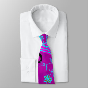 Origami Chintz (L) Fuchsia Turquoise Blue Magenta Tie