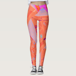 Origami Chintz (L) Orange Lilac Magenta Leggings