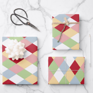 Origami Christmas - Harlequin Geometric Wrapping Paper Sheet