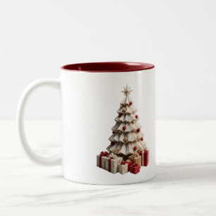 Origami Christmas Tree with Gifts Mug